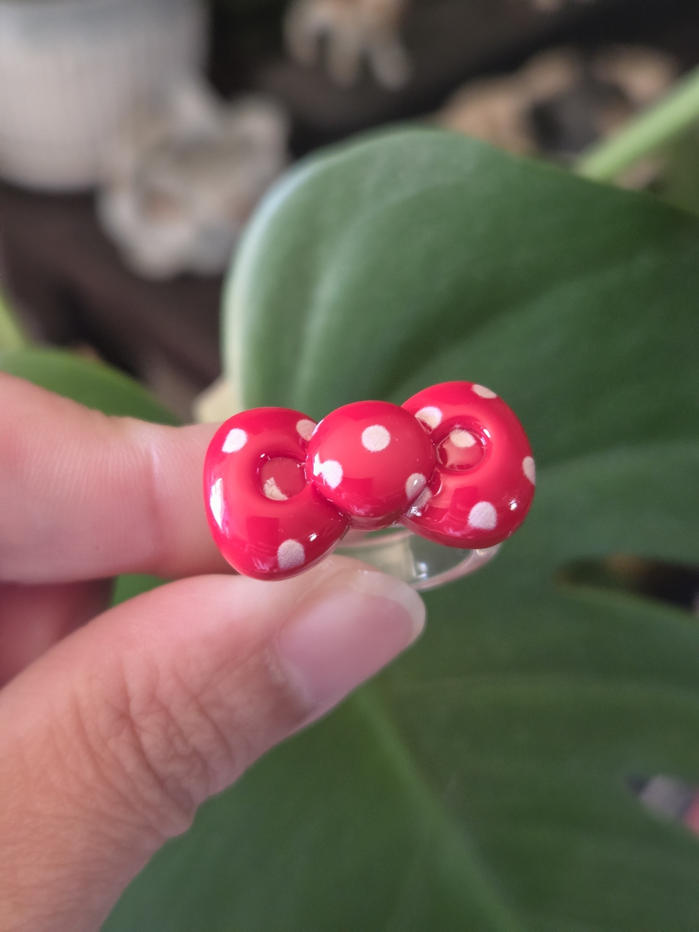 Red Polka Dot Bow Ring